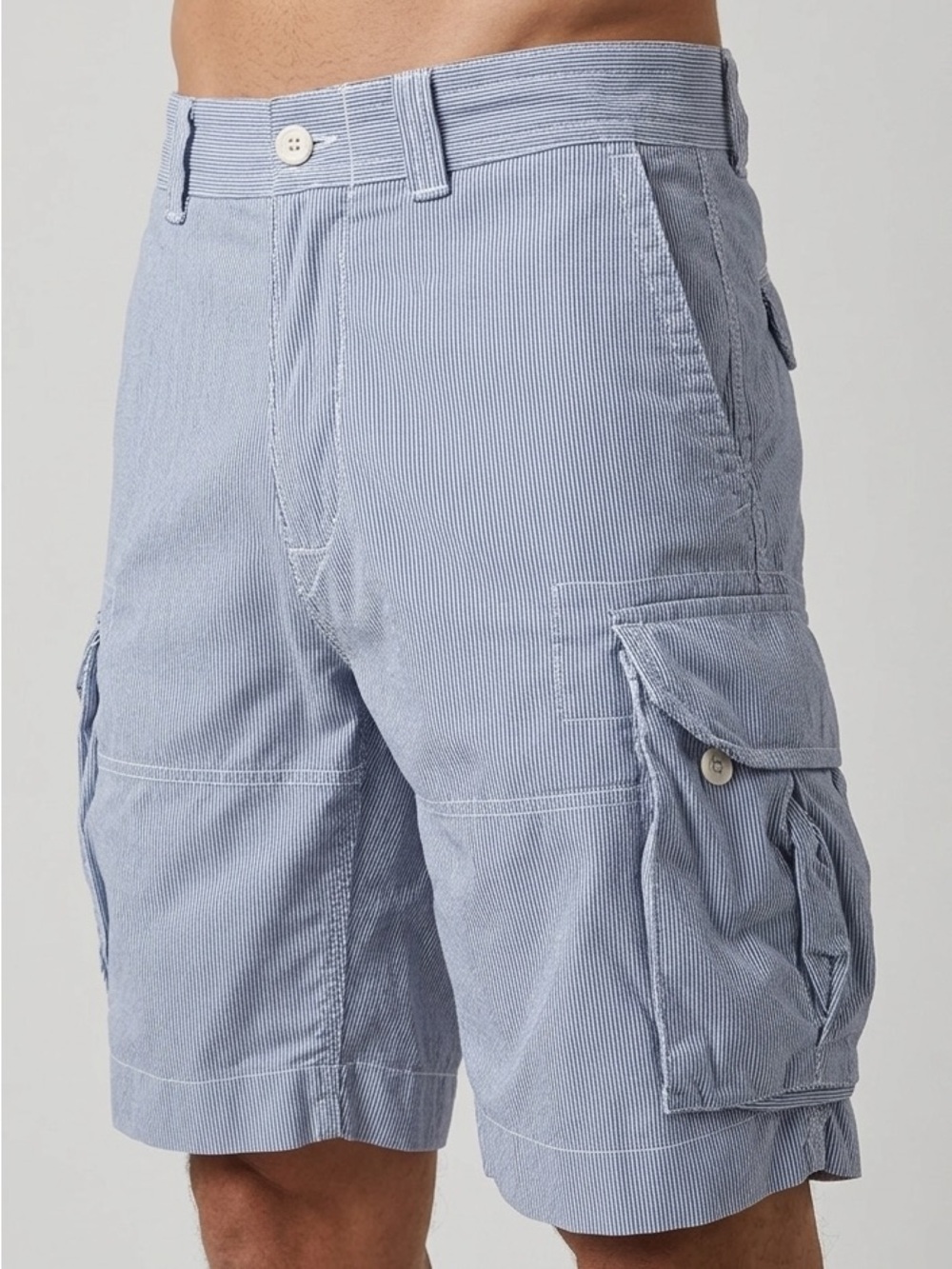 Ralph Lauren Light Blue Pinstripe Cargo Shorts Size 34